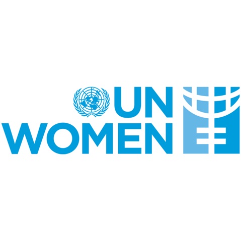 Das Logo der UN Women zeigt die Worte 'UN WOMEN' in blau mit dem UN-Symbol oben links.