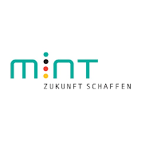 Das MINT-Logo mit dem Slogan 'Zukunft schaffen' in moderner Schriftart und auffälligen Farben.