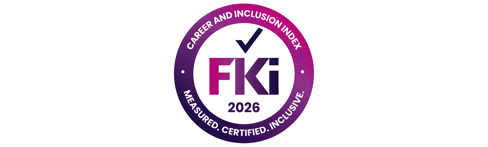 Circular purple FKI 2026 badge reading Career and Inclusion Index Inclusive