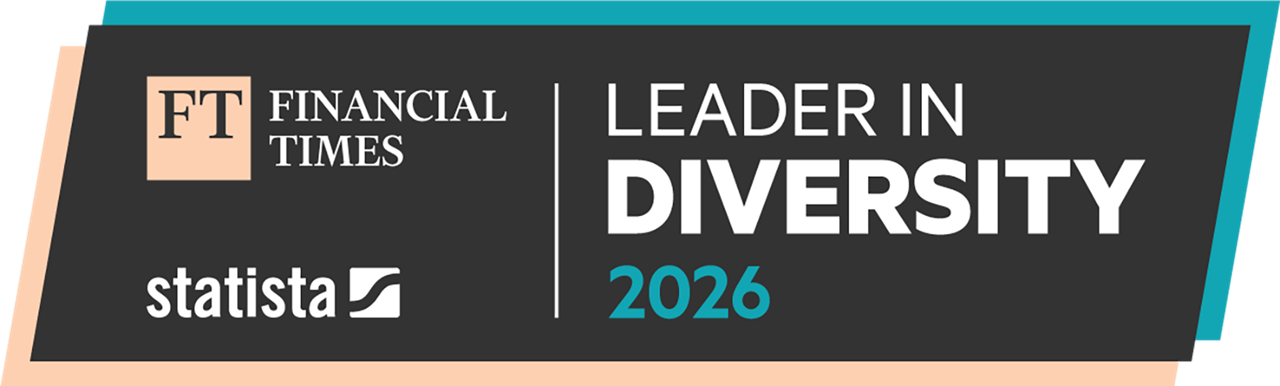 The image features the Financial Times logo with the 'Leader in Diversity 2025' award and the Statista logo.