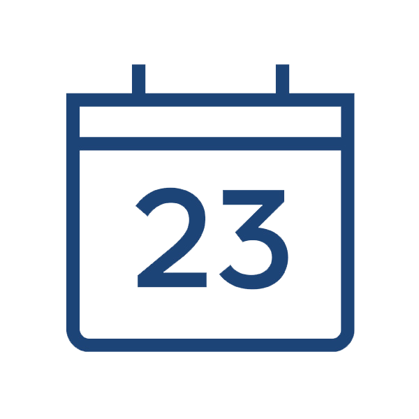 A calendar icon with the number 23 in the centre.