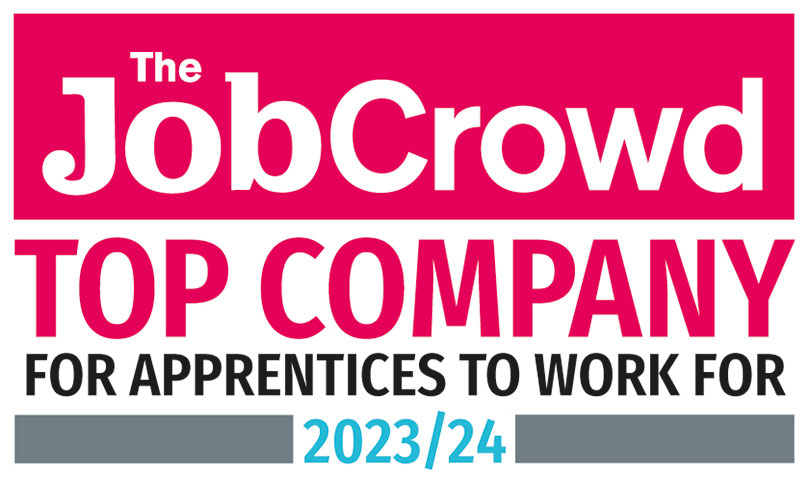 The JobCrowd logo crowned as a Top Company for Apprentices to Work For in 2023/24.