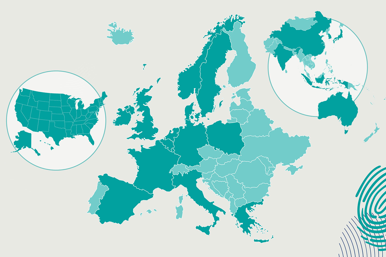 TIC01-hotspot-global Eine Kartenansicht von Europa, die auch Teile der USA und Asien zeigt. Die Länder sind in verschiedenen grünen Farbtönen eingefärbt.